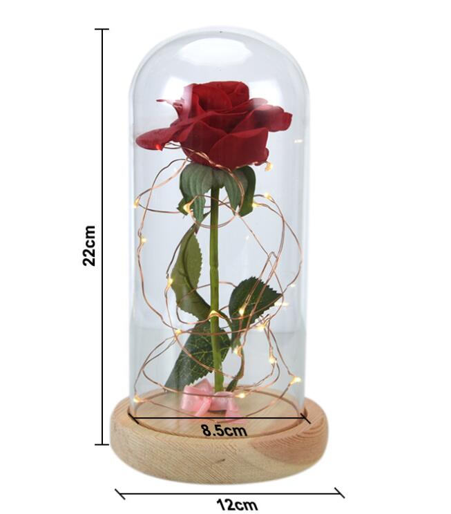 Mothers Day Gift Enchanted Forever Rose Flower In Glass LED Light Home Decoration